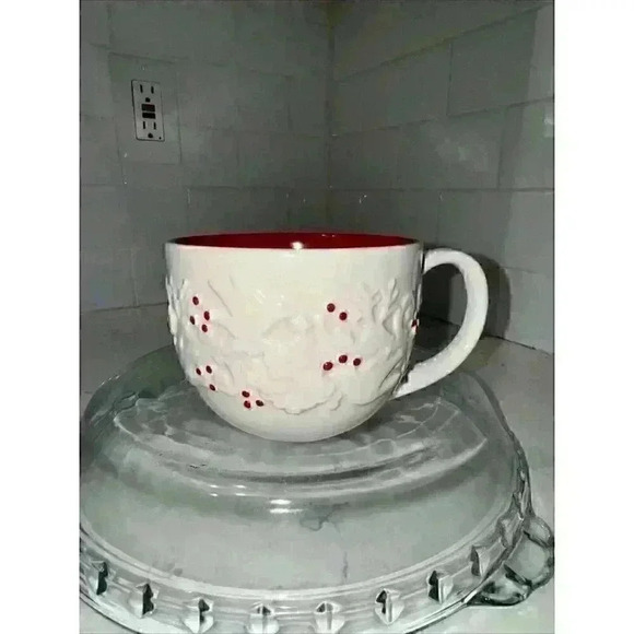 Starbucks Other - Starbucks 2008 Coffee Mug Cristhmas Doves Holly Berry White Red